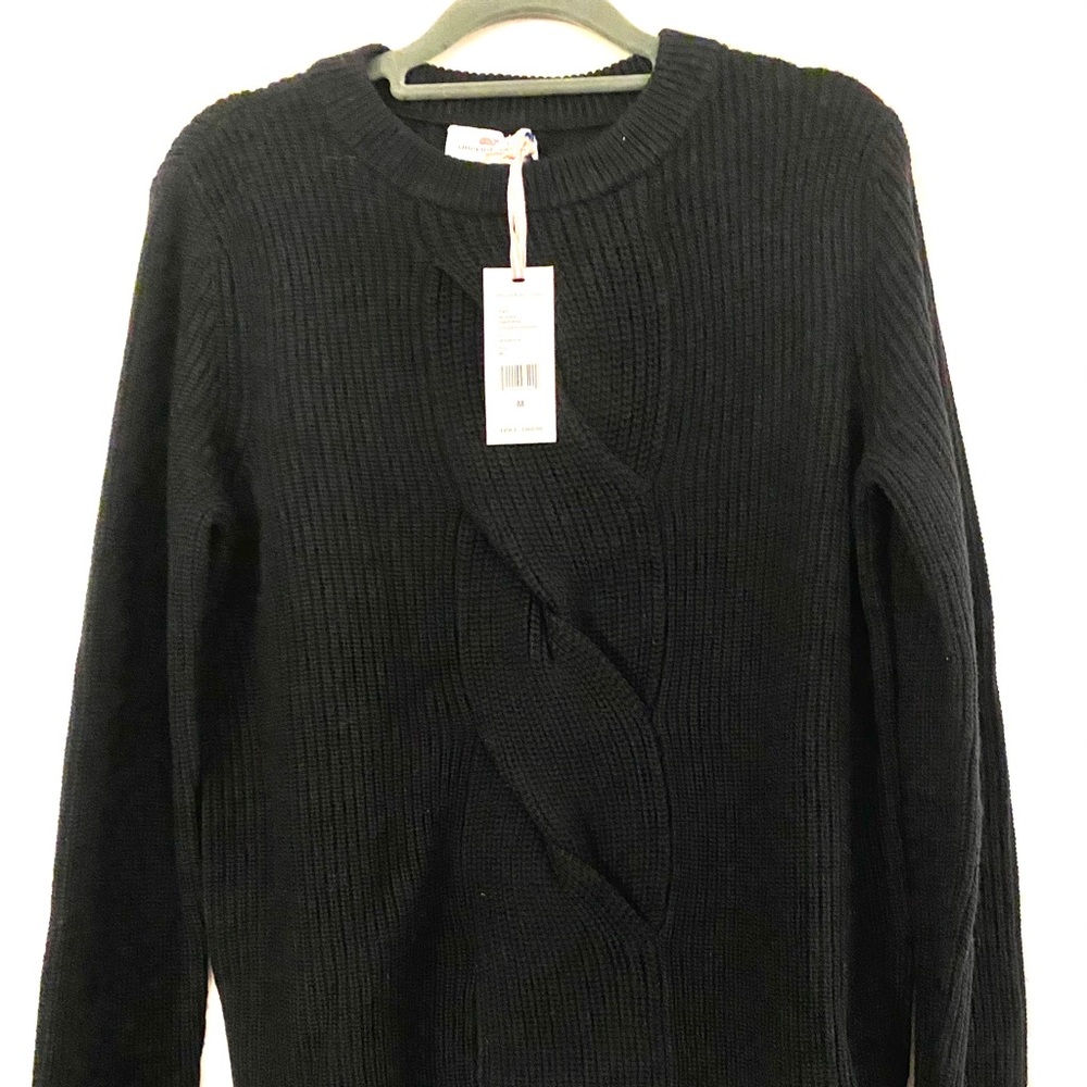 Vineyard Vines | Cable Front Jet Black Sweater - Picture 9 of 10